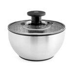 Salad Spinner, Stainless Steel, 6.34 Qt Bowl, Clear