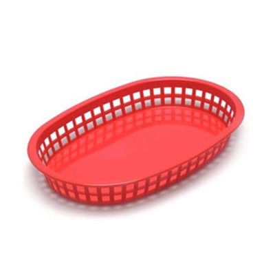 Basket (Platter), Oval, Polycarbonate, Red, 9.25 X 6"