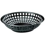 Serving Basket, Round, 8" Diameter, Polyethylene, Black