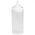 Squeeze Bottle, Clear, Plastic, Wide Mouth, 12 Oz (355 ML)