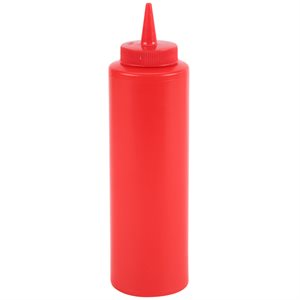 Squeeze Bottle, Red, Plastic, 8 Oz (237 ML)