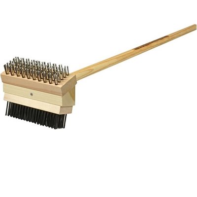 Brush, Broiler/Grill (Double, Coarse and Medium) , With Wooden Handle 42" L