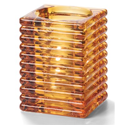 Block Lamp, Horizontal Rib Glass, Amber