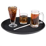 Service Tray, Round, Slip Resistant, Black, 16", "Griplite"