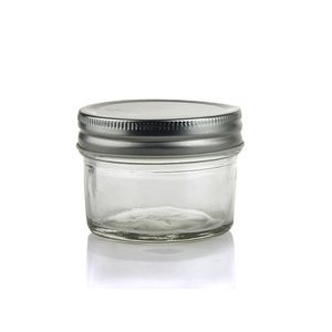 Glass Jar, Round, Metal Lid, 2.5" Dia, 2.2" Height