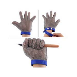 Protective Glove (Butcher), Chain Mail, Large, Blue Strap