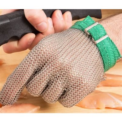 Protective Glove (Butcher), Chain Mail, Xtra Small, Green Strap