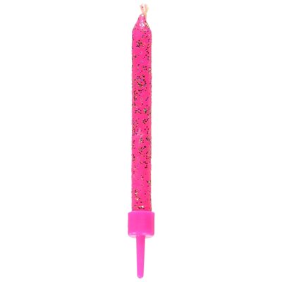 Candle Set (Glitter), 10 Pieces, Pink