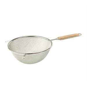 Strainer, Double Medium Mesh, 6.25" Diameter, Wood Handle