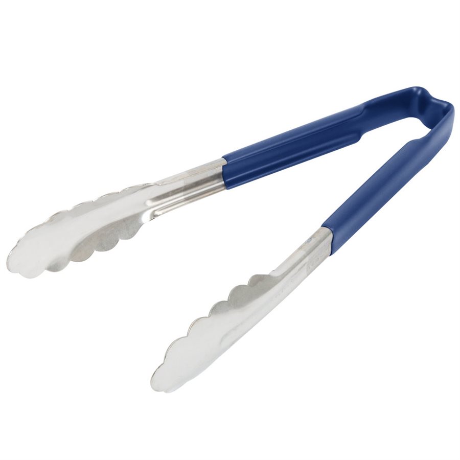 Utility Tongs, Stainless Steel, Blue, 9"