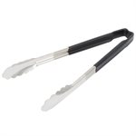 Utility Tongs, Stainless Steel, Black, 12"