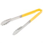 Utility Tongs, Stainless Steel, Yellow, 12"