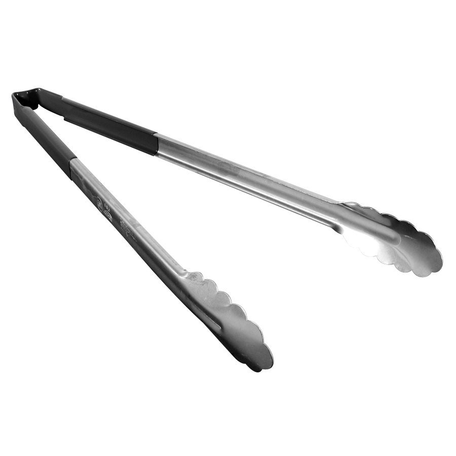 Utility Tongs, Stainless Steel, Black, 16"