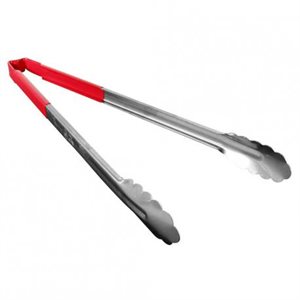 Utility Tongs, Stainless Steel, Red, 16"