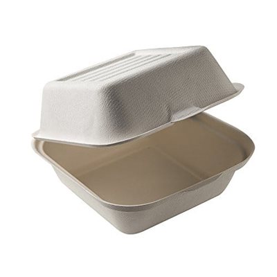 COMPOSTABLE BURGER BOX (6" X 6" X 3" ) 50/PK