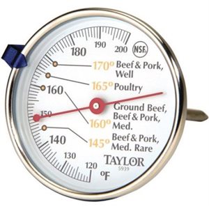 Thermomètre A Grand Cadran Pour Viande, Tige De 11.4 Cm