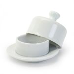 Beurrier, Avec Couvercle, 3.5 Po (9 CM), Porcelaine, Blanc