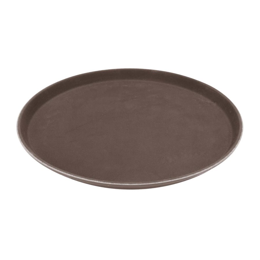 ROUND NON-SLIP TRAY 16" BROWN