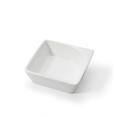 Bol A Sauce Carré 120ml, En Porcelaine, Blanc, 9.5 CM