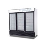 REACH-IN REFRIGERATOR, 3 GLASS DOORS, 72CU/FT, 82" X 31.5" X 81"H