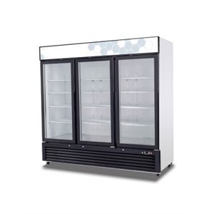 REACH-IN REFRIGERATOR, 3 GLASS DOORS, 72CU/FT, 82" X 31.5" X 81"H