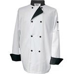 Veste De Cuisinier, Taille Moyenne, Blanc A Contraste Noir