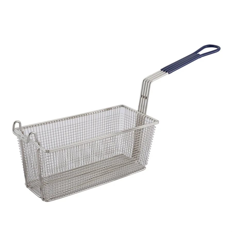 Fryer Basket with Coated Blue Handle & Front Hook