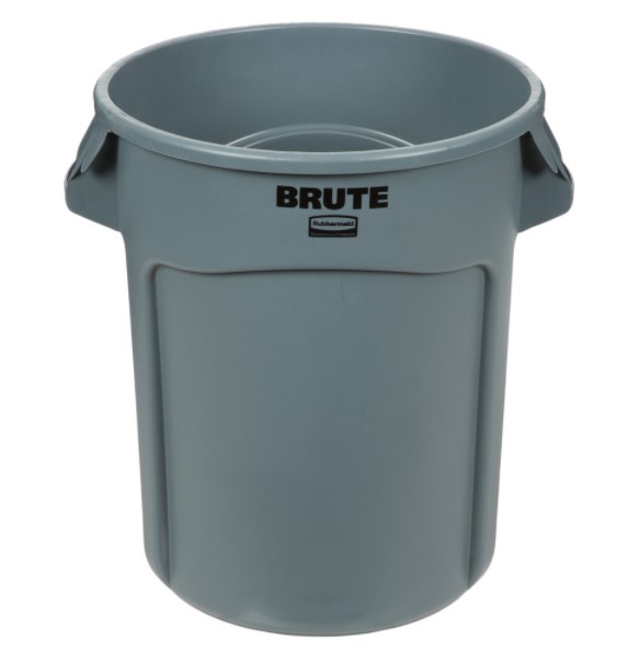 Heavy-duty gray trash container 20 gallons