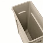 Slim Jim® 3540 Recycling Container, 23 Gallon, Beige, With Venting Channels, Molded-In Handles and Base Grips