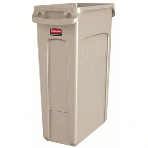 Slim Jim® 3540 Recycling Container, 23 Gallon, Beige, With Venting Channels, Molded-In Handles and Base Grips