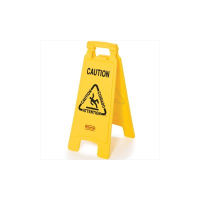 Floor Sign, "Wet Floor" Imprint, Yellow, 2 Sided