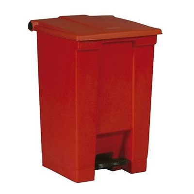 Container/Trash Can, Step-On Design, Stainless Steel, Red, 23 Gal