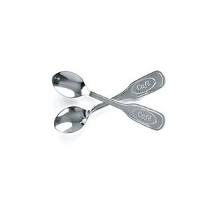 Spoon(Espresso),"Café" Engraved, 4.5", 18/10 Stainless Steel, 12/Set