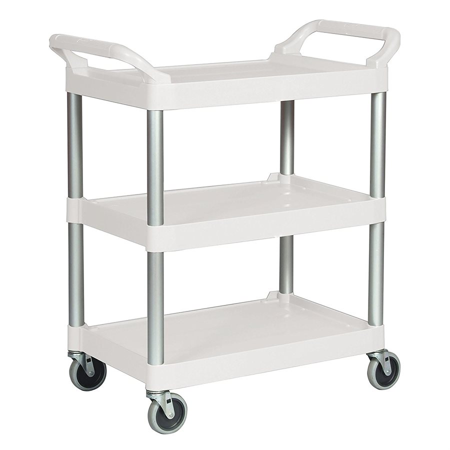 Utility Cart, 3 Shelves, 33 x 18 x 37" (83.8 x 45.7 x 94 CM), White