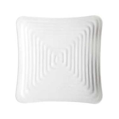 Plate (Ribbed Texture), Square, Melamine, White, 8.75"