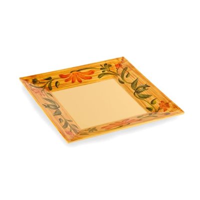 Assiette Carrée En Mélamine, Orange, 25 CM