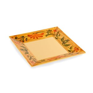 Assiette Carrée En Mélamine, Orange, 25 CM