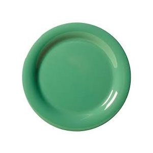 Assiette Ronde, En Mélamine, Bord Affiné, Vert Forêt, 23 CM