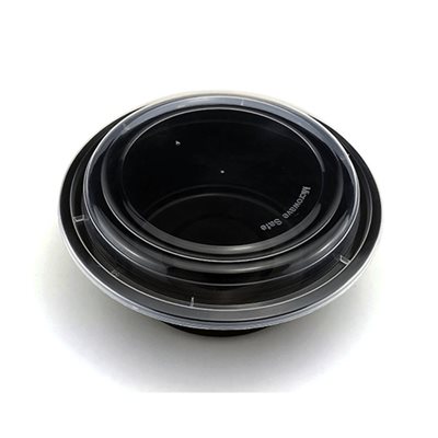 Conteneur Rond Robuste Noir 48 oz. , Avec Couvercle Transparent, (50/PQT)