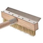 Brosse De Nettoyage/Pizza, Tete Seulement, Poils Laitons/Grattoir Métal, Bois