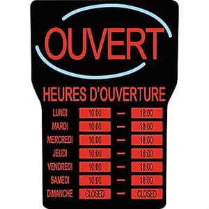 Open Sign (With Business Hours), French, "Royal Sovereign® LED"