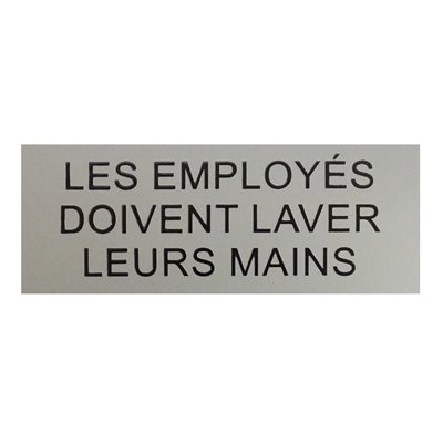 Enseigne "LES EMPLOYÉS..." 7.5 x 20cm Gris