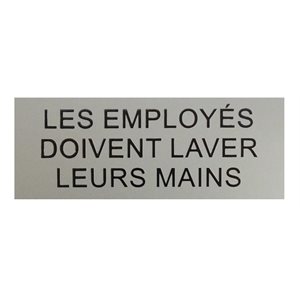 Enseigne "LES EMPLOYÉS..." 7.5 x 20cm Gris