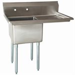 Sink (Single), With Drainboard (Right Side), 18" Bowl Width