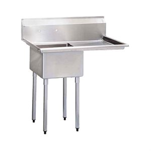 Sink (Single), With Drainboard (Right Side), 24" Bowl Width
