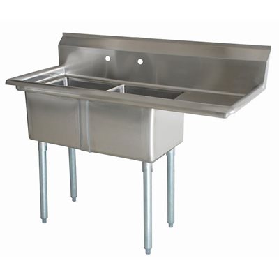 Sink (Double), With Drainboard (Right Side), 18" Bowl Width