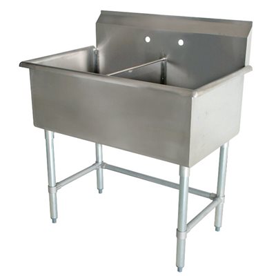 Sink (Double), Without Drainboard, 18" × 18" Bowl, Stainless Steel