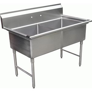 Sink (Double), Without Drainboard, 24" × 24" Bowl, Stainless Steel