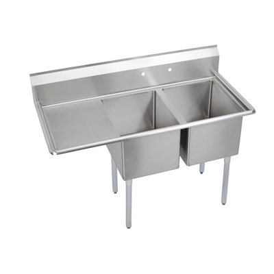 Sink (Double) With Drainboard (Left Side), 24" Bowl Width