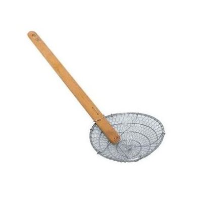 Skimmer, Fine Mesh, Stainless Steel, Bamboo Handle, 10" Diameter